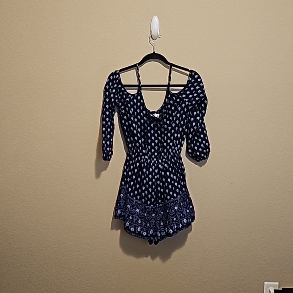 Navy Patterned Romper - image 1